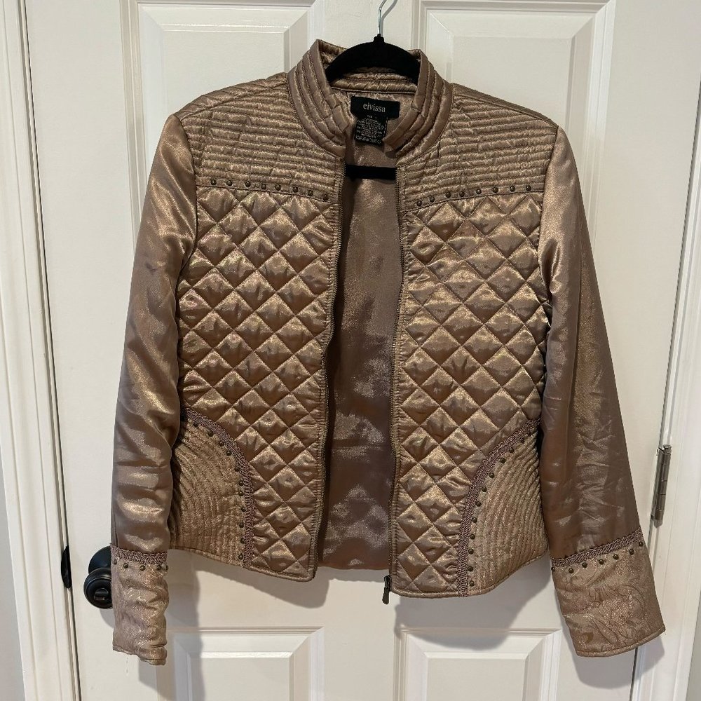 Eivissa Satin Tan Quilted Jacket - Size‎ Small